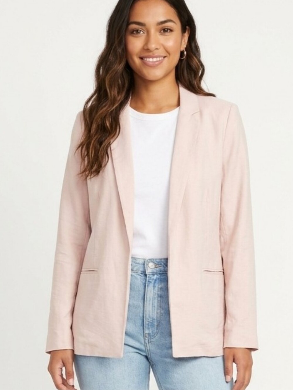 LC Lauren Conrad Blush Pink Open-Front Blazer